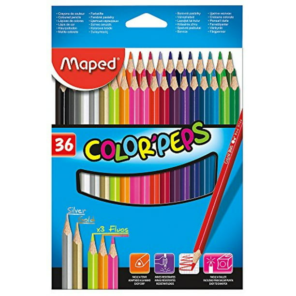 Assorted Colors Maped Color'Peps Triangular Fluorescent Colored Pencils Set of 6 